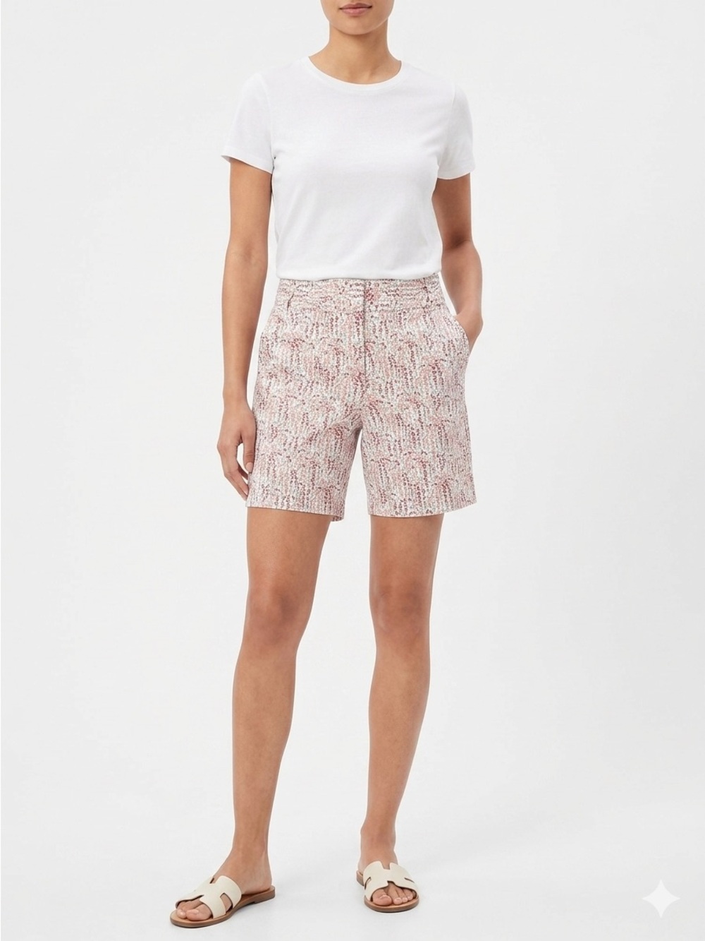 Ann Taylor Loft Cotton Floral Chinos White Pink Red Size 10 $40 EUC KL